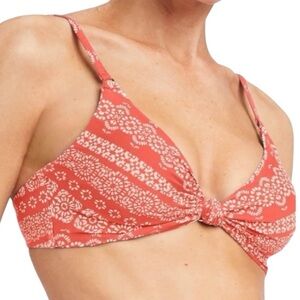 99. Robin Piccone Isla V‎ Neck Padded Swim Bikini Top with Back Tie Size M